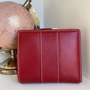 Coach Fabric Signature Red Wallet Coin Purse